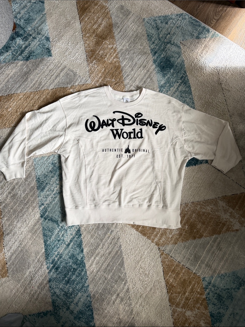 Disney Walt Disney World Cream Crewneck Sweatshirt with Black Logo